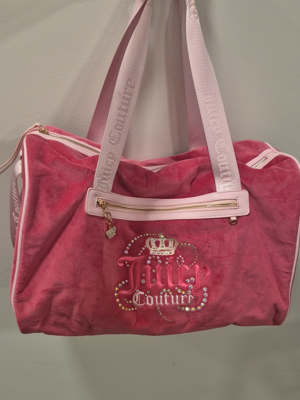 Juicy Couture Pink Velour Duffle Weekender Bag